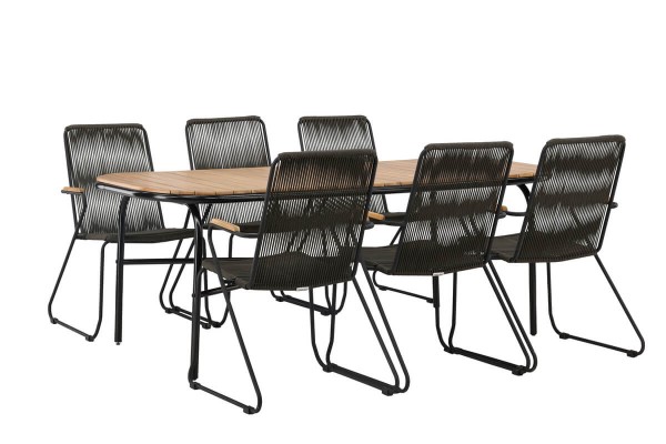 Holmbeck, Bois rektangulär matgrupp svart/natur Venture Home