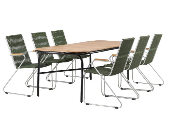 Holmbeck, Bois rektangulär matgrupp grön/natur Venture Home