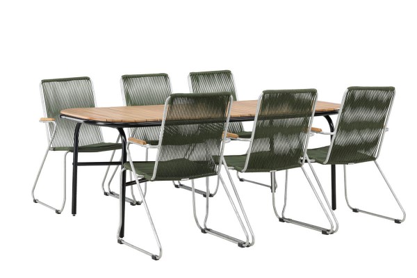 Holmbeck, Bois rektangulär matgrupp grön/natur Venture Home