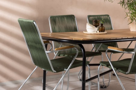 Holmbeck, Bois rektangulär matgrupp grön/natur Venture Home