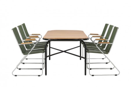 Holmbeck, Bois rektangulär matgrupp grön/natur Venture Home