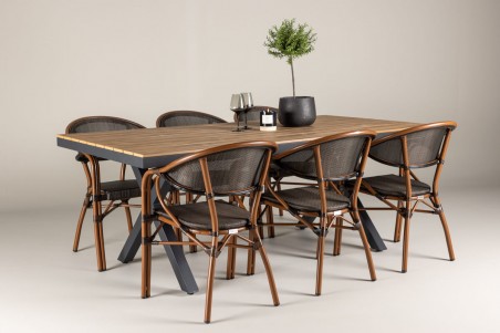 Garcia, Vila rektangulär matgrupp svart/brun Venture Home