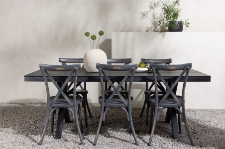 Garcia, Tablas rektangulär matgrupp svart/mörkgrå Venture Home