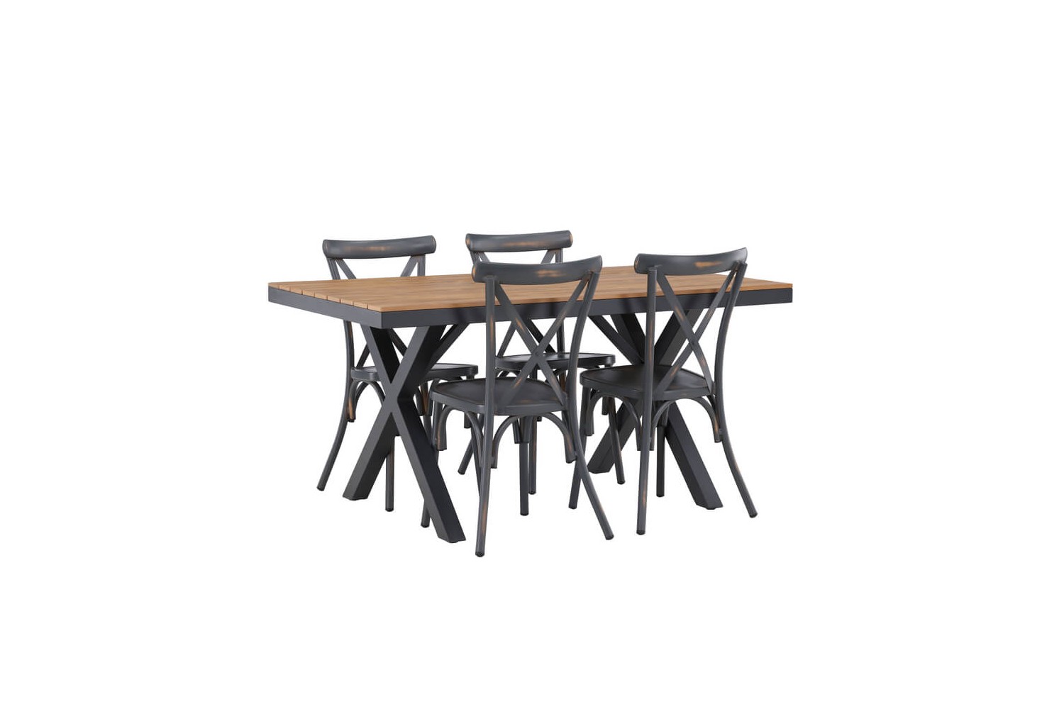 Garcia, Tablas rektangulär matgrupp mörkgrå/natur Venture Home Garcia, Tablas rektangulär matgrupp mörkgrå/natur Venture Home