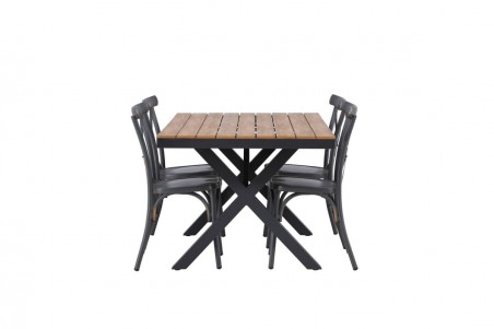 Garcia, Tablas rektangulär matgrupp mörkgrå/natur Venture Home