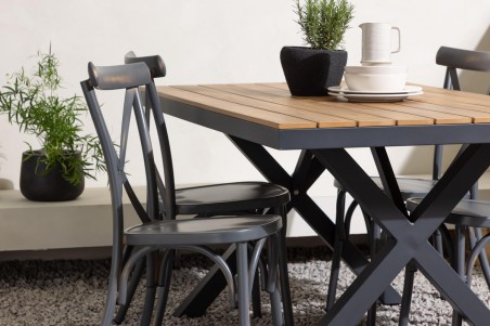 Garcia, Tablas rektangulär matgrupp mörkgrå/natur Venture Home