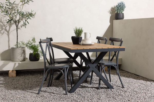 Garcia, Tablas rektangulär matgrupp mörkgrå/natur Venture Home