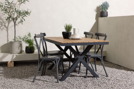 Garcia, Tablas rektangulär matgrupp mörkgrå/natur Venture Home