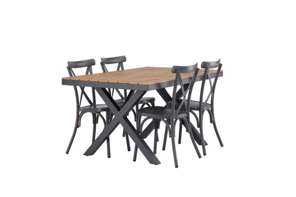 Garcia, Tablas rektangulär matgrupp mörkgrå/natur Venture Home