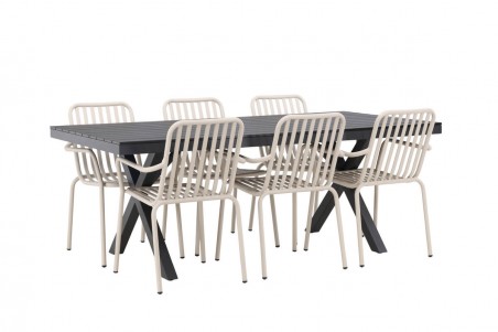 Garcia, Peking rektangulär matgrupp beige/svart Venture Home