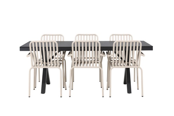 Garcia, Peking rektangulär matgrupp beige/svart Venture Home
