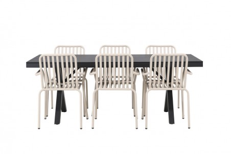 Garcia, Peking rektangulär matgrupp beige/svart Venture Home