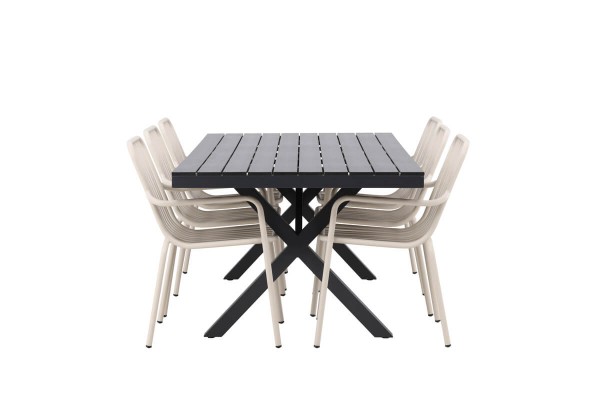 Garcia, Peking rektangulär matgrupp beige/svart Venture Home