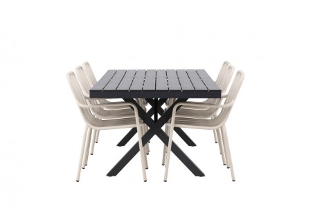 Garcia, Peking rektangulär matgrupp beige/svart Venture Home
