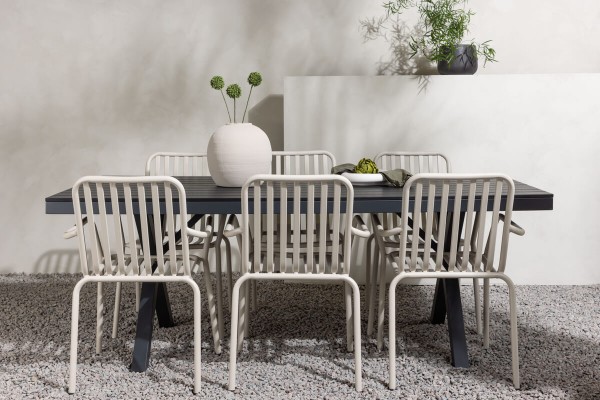 Garcia, Peking rektangulär matgrupp beige/svart Venture Home
