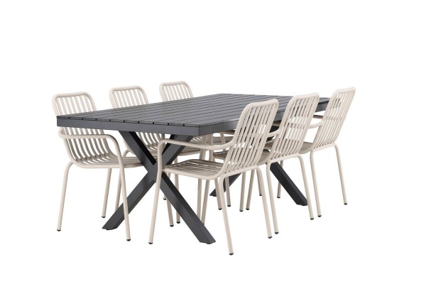 Garcia, Peking rektangulär matgrupp beige/svart Venture Home