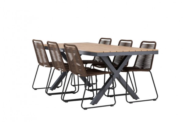 Garcia, Lindos rektangulär matgrupp svart/brun Venture Home