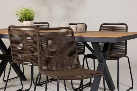 Garcia, Lindos rektangulär matgrupp svart/brun Venture Home
