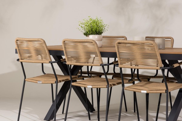 Garcia, Lindos rektangulär matgrupp brun/svart Venture Home