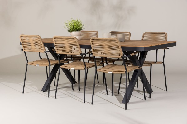 Garcia, Lindos rektangulär matgrupp brun/svart Venture Home