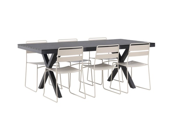 Garcia, Lina rektangulär matgrupp beige/svart Venture Home