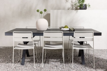 Garcia, Lina rektangulär matgrupp beige/svart Venture Home