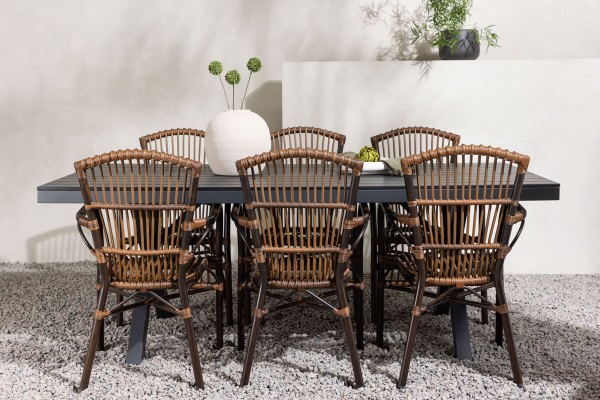 Garcia, Galera rektangulär matgrupp brun/svart Venture Home