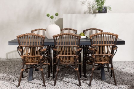 Garcia, Galera rektangulär matgrupp brun/svart Venture Home