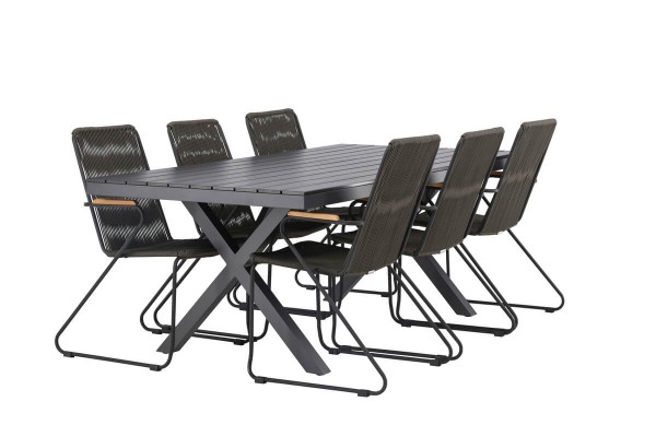 Garcia, Bois rektangulär matgrupp svart/mörkgrå Venture Home