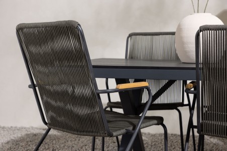 Garcia, Bois rektangulär matgrupp svart/mörkgrå Venture Home