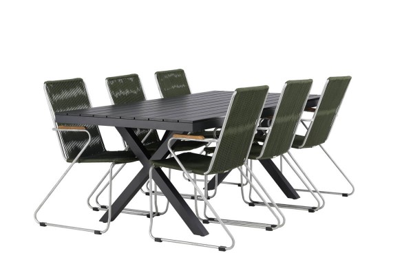 Garcia, Bois rektangulär matgrupp svart/grön Venture Home