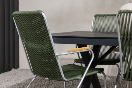 Garcia, Bois rektangulär matgrupp svart/grön Venture Home