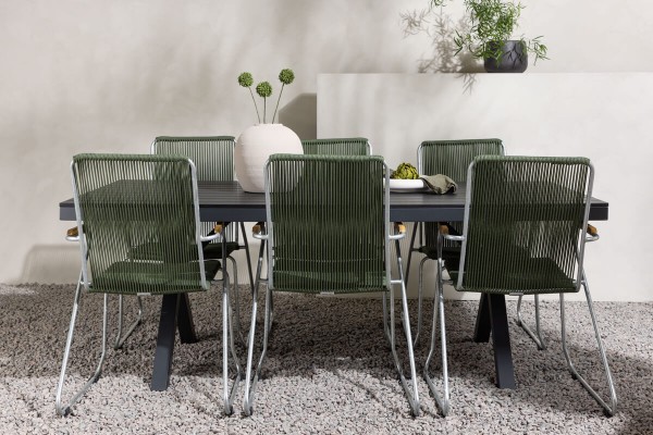 Garcia, Bois rektangulär matgrupp svart/grön Venture Home