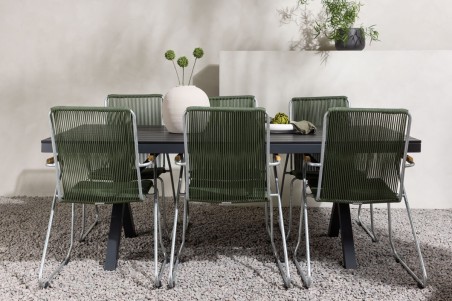 Garcia, Bois rektangulär matgrupp svart/grön Venture Home