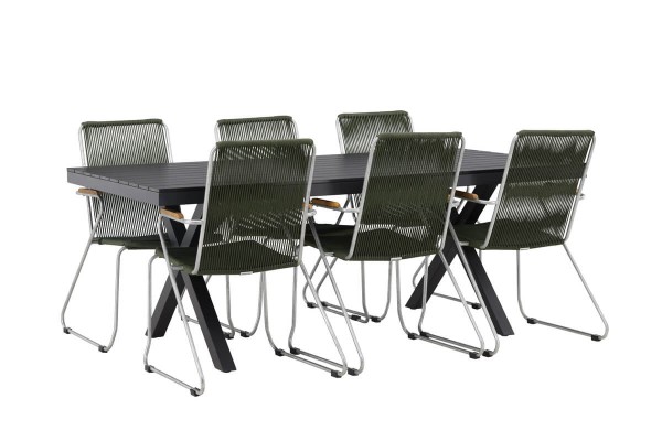 Garcia, Bois rektangulär matgrupp svart/grön Venture Home