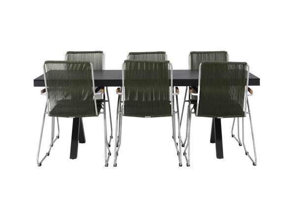 Garcia, Bois rektangulär matgrupp svart/grön Venture Home