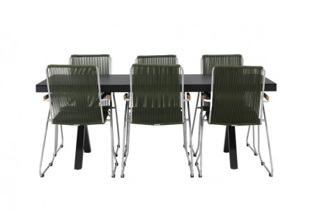 Garcia, Bois rektangulär matgrupp svart/grön Venture Home