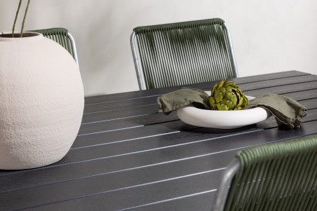 Garcia, Bois rektangulär matgrupp svart/grön Venture Home