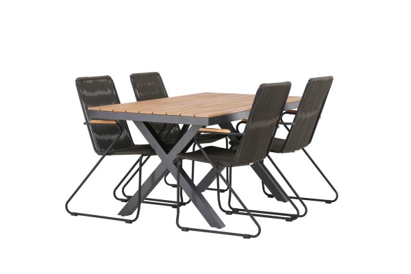Garcia, Bois matgrupp 150x90 cm natur/mörkgrå Venture Home