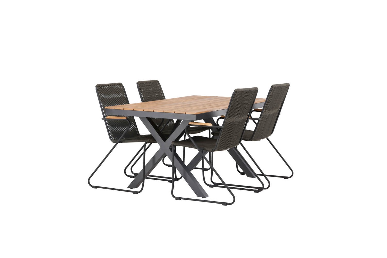 Garcia, Bois matgrupp 150x90 cm natur/mörkgrå Venture Home Garcia, Bois matgrupp 150x90 cm natur/mörkgrå Venture Home