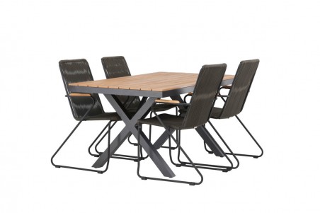 Garcia, Bois matgrupp 150x90 cm natur/mörkgrå Venture Home