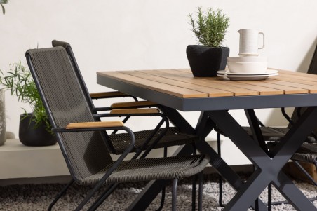 Garcia, Bois matgrupp 150x90 cm natur/mörkgrå Venture Home
