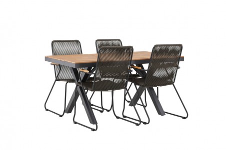 Garcia, Bois matgrupp 150x90 cm natur/mörkgrå Venture Home