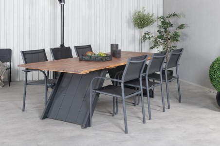 Doory, Santorini rektangulär matgrupp svart/natur Venture Home