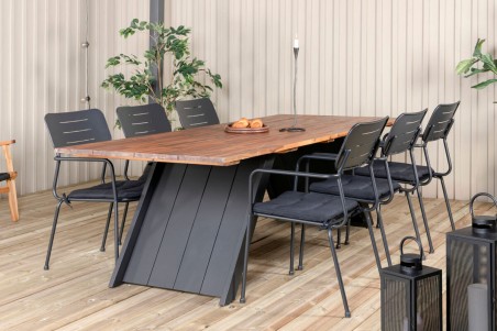 Doory, Nicke rektangulär matgrupp svart/natur Venture Home