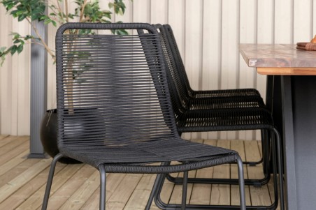 Doory, Lindos matgrupp 1 bord + 8 stolar svart/natur Venture Home