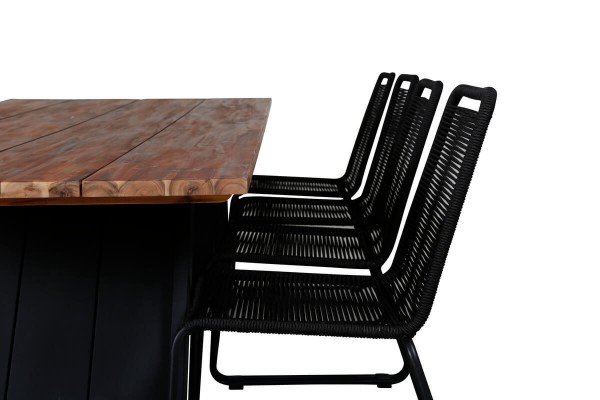 Doory, Lindos matgrupp 1 bord + 8 stolar svart/natur Venture Home