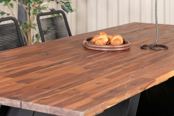 Doory, Lindos matgrupp 1 bord + 6 stolar svart/natur Venture Home