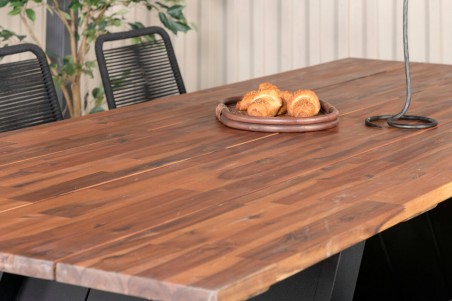 Doory, Lindos matgrupp 1 bord + 6 stolar svart/natur Venture Home