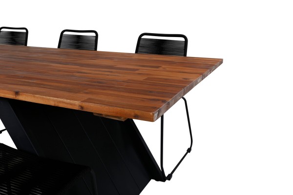 Doory, Lindos matgrupp 1 bord + 6 stolar svart/natur Venture Home